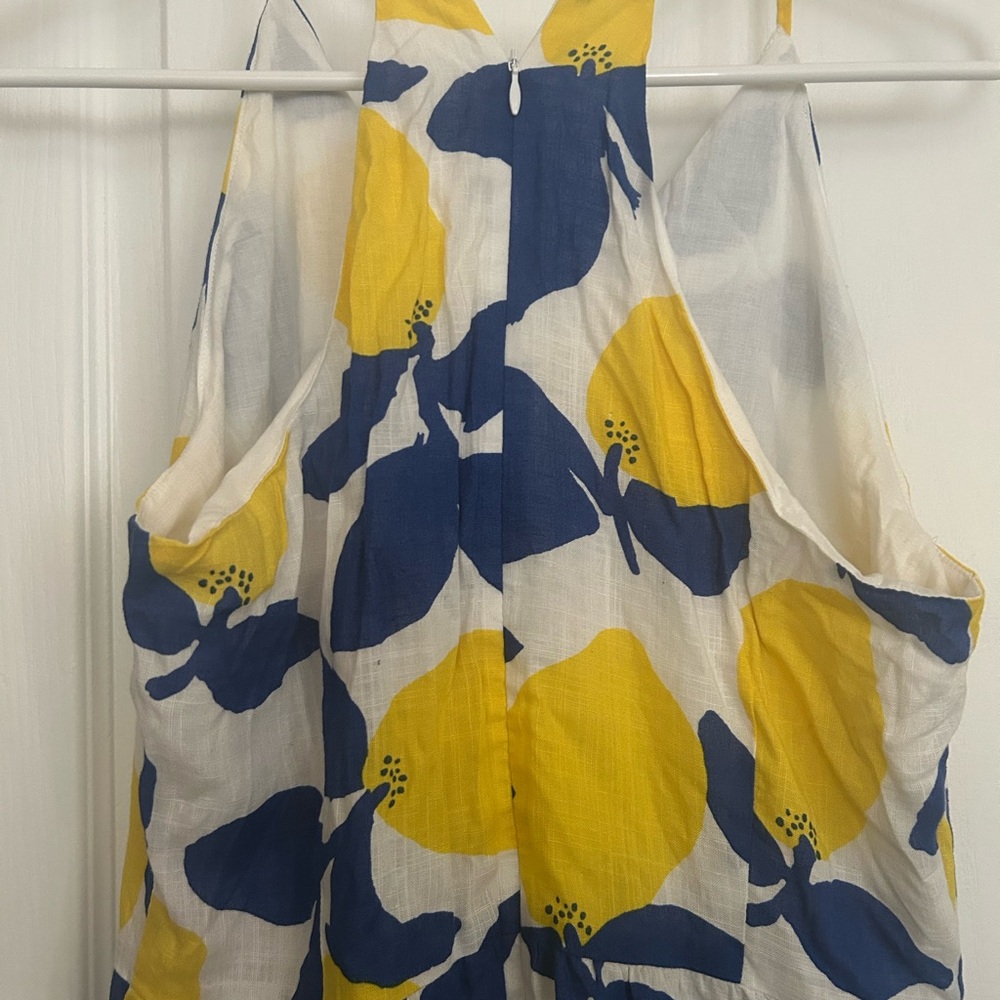 LOFT Blue and Yellow Leaf and lemon Print Dress - Picture 4 of 6